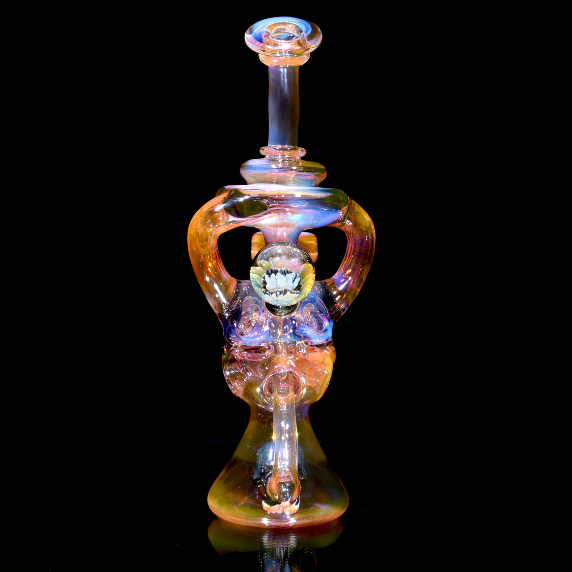 Fully-fumed Double-Uptake Faberge Egg Klein Recycler w/ Skull Perc - 14mm Female