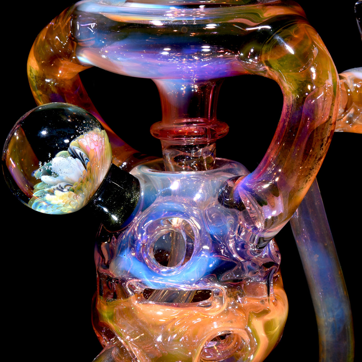 Fully-fumed Double-Uptake Faberge Egg Klein Recycler w/ Skull Perc - 14mm Female