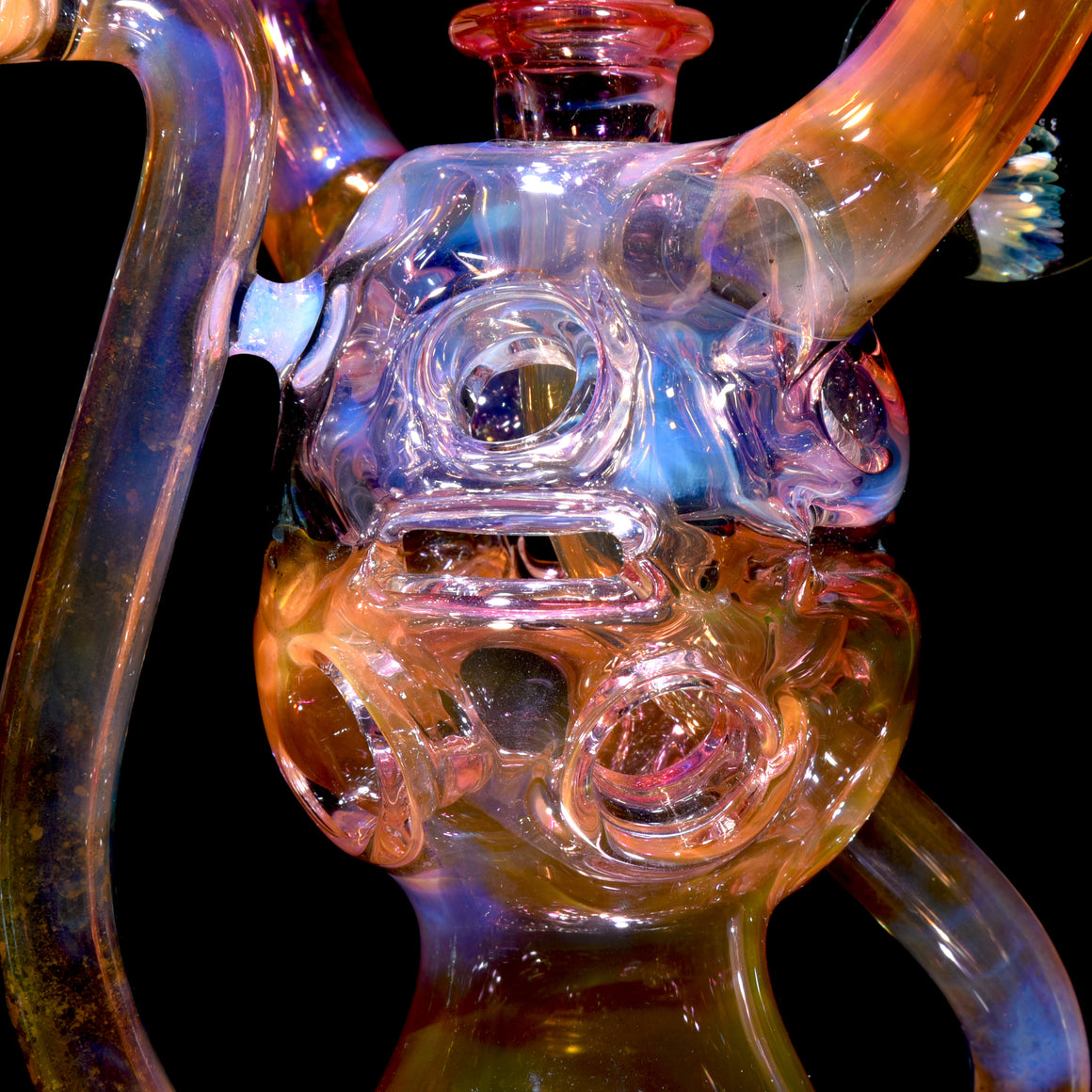 Fully-fumed Double-Uptake Faberge Egg Klein Recycler w/ Skull Perc - 14mm Female
