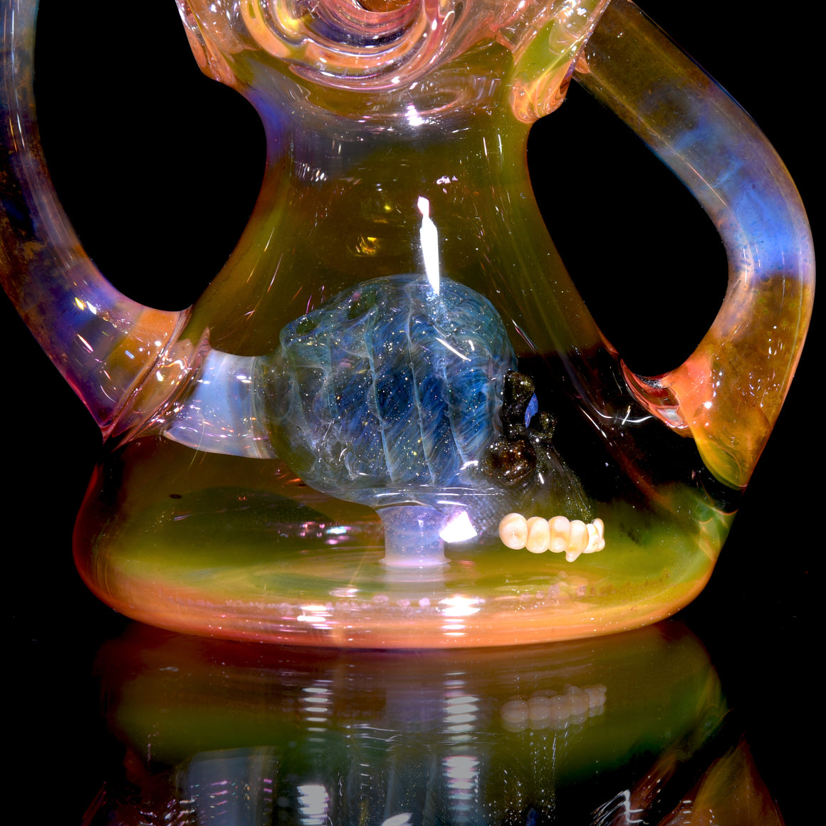 Fully-fumed Double-Uptake Faberge Egg Klein Recycler w/ Skull Perc - 14mm Female