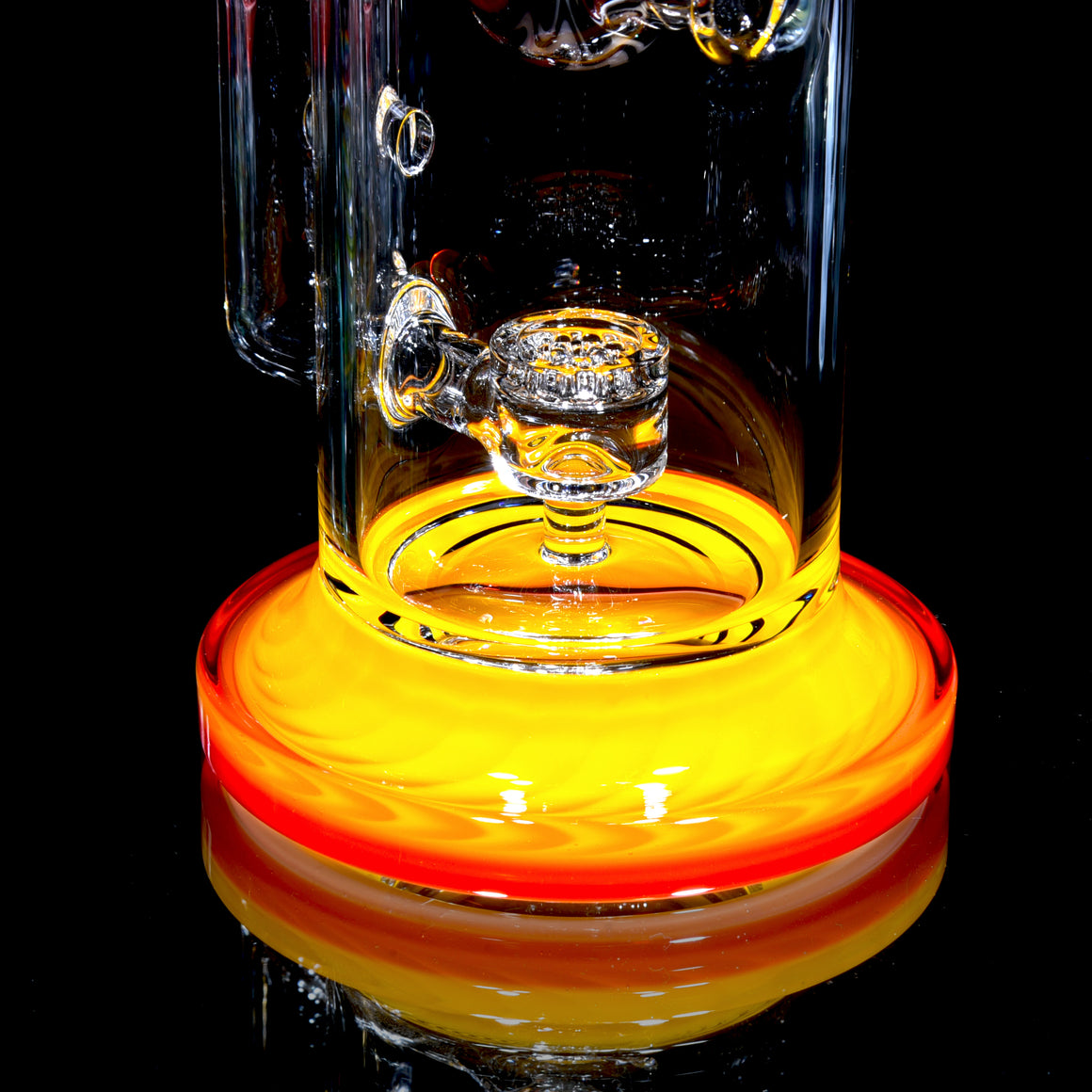 Worked Jet Ball Perc Rig - Red/Yellow/White Lip Wraps - 14mm Female