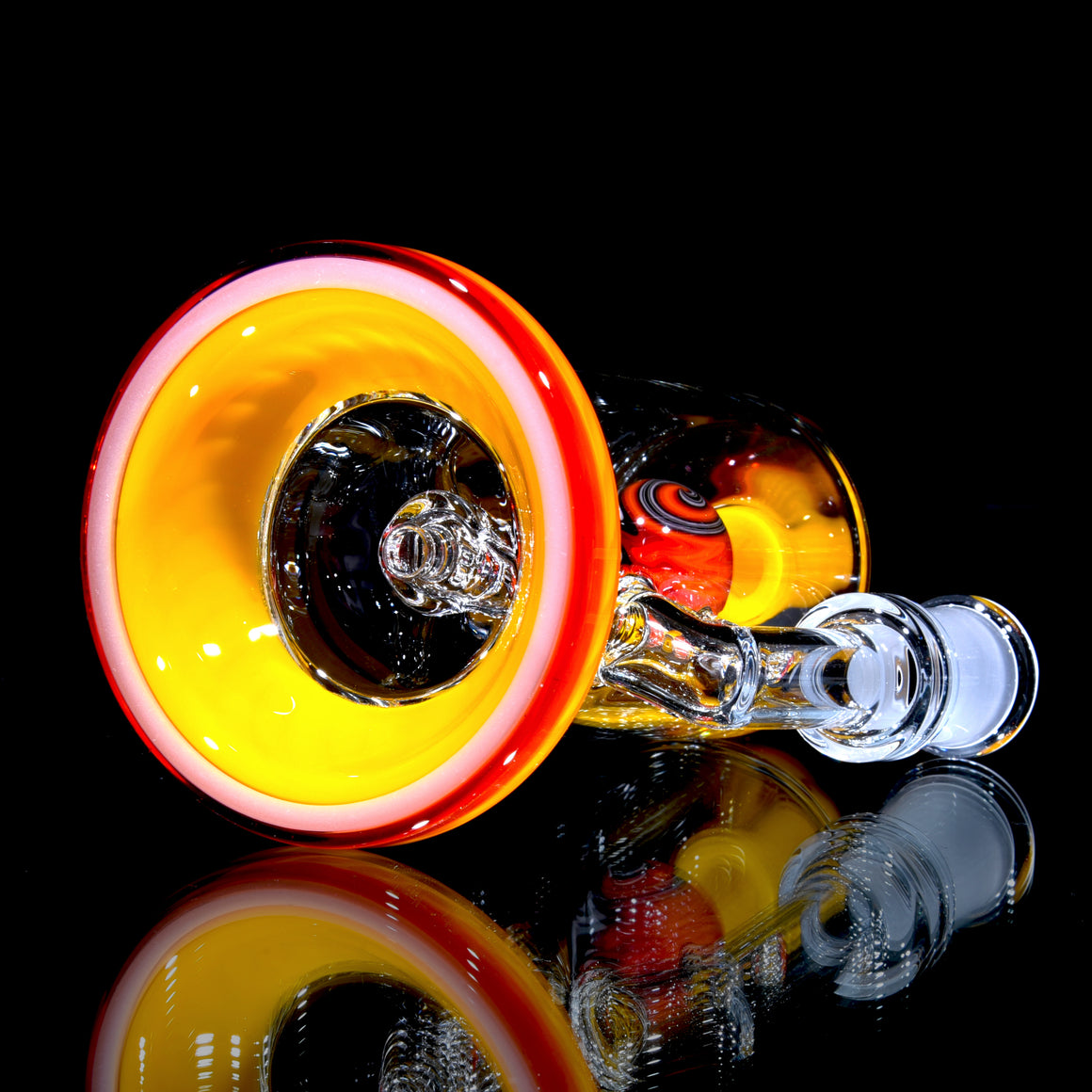 Worked Jet Ball Perc Rig - Red/Yellow/White Lip Wraps - 14mm Female