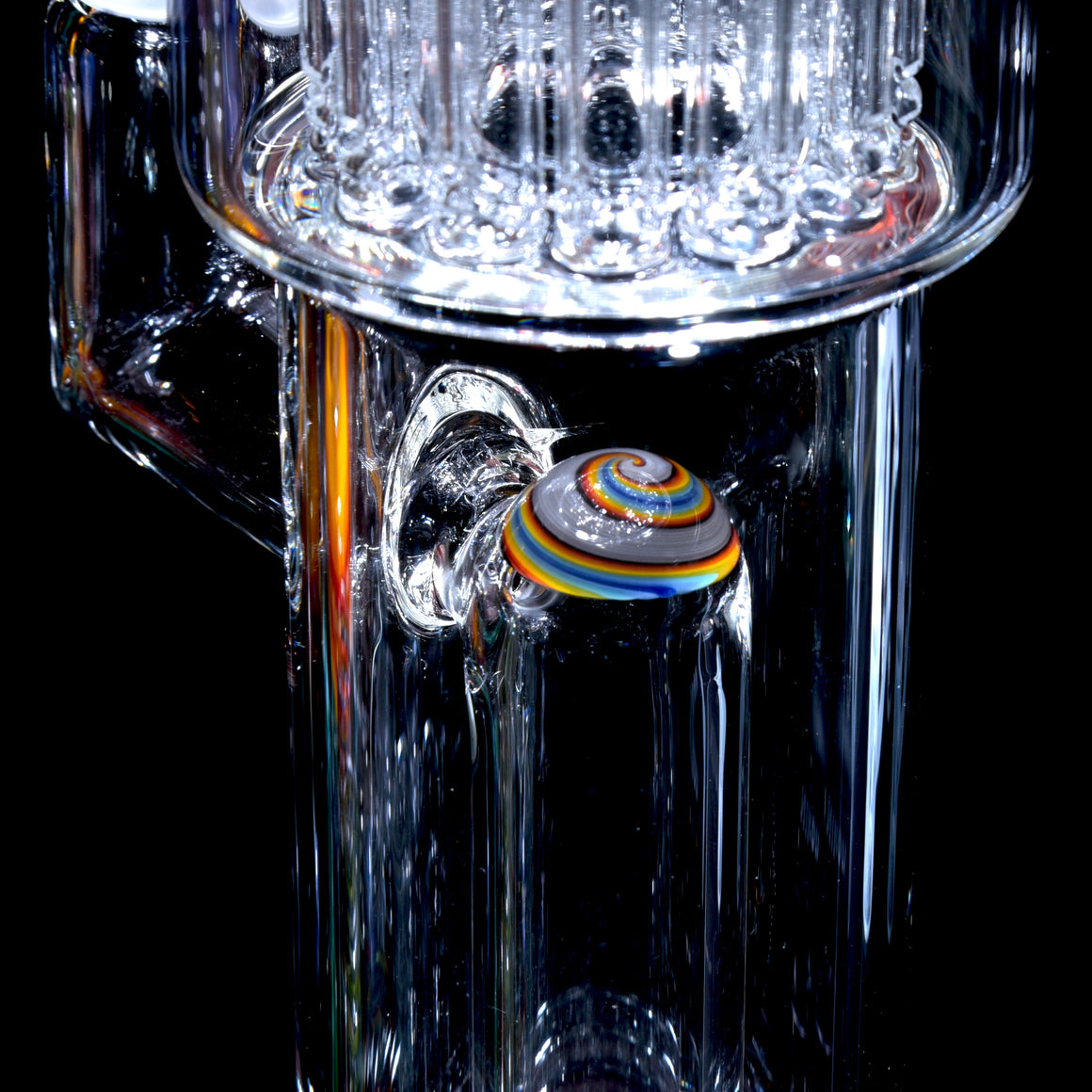 Double-worked Rasta 7/13 Shrub Tube - Red/White Lip Wraps - 14mm Female