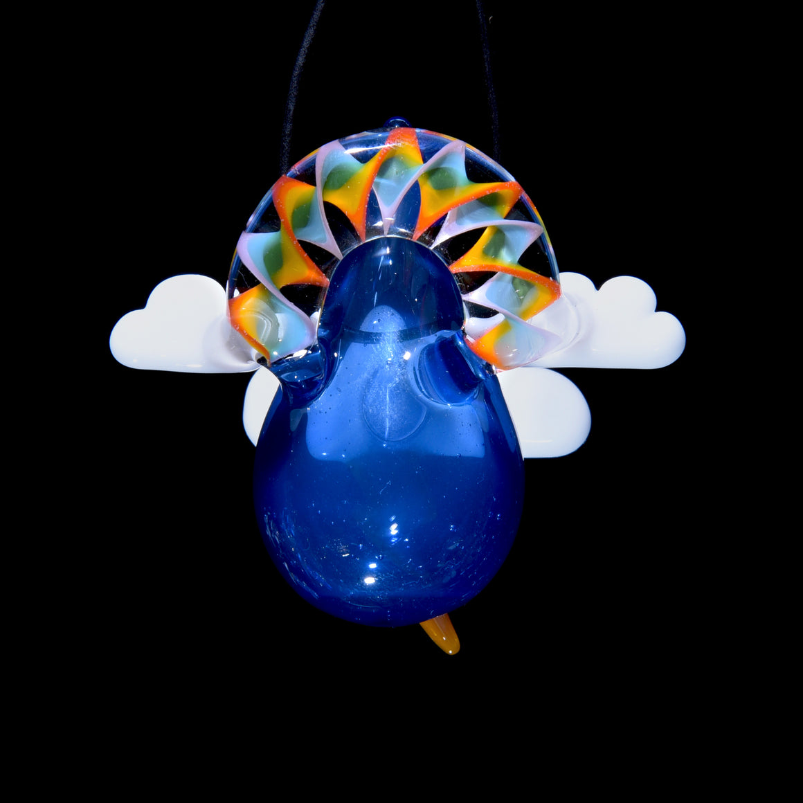 Raindrop Scenery Pendant - Blue & White w/ Rainbow Arch