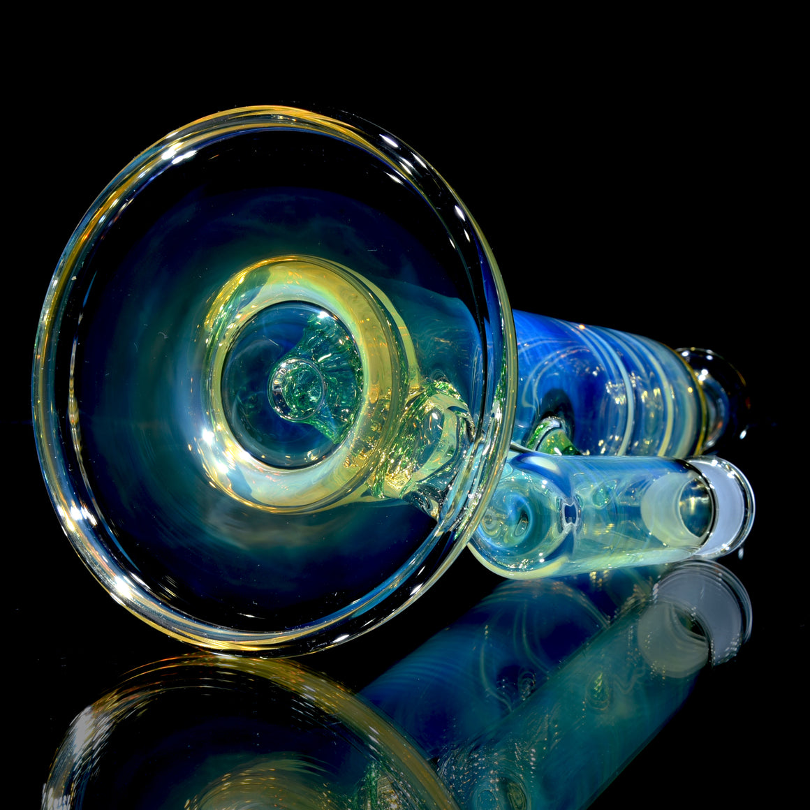 Fully-fumed & Accented Short Stack Stemline Tube w/ 3-hole Horned Slide - Kryptonite - 18mm Female