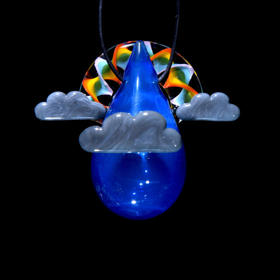 Raindrop Scenery Pendant - Blue Storm w/ Rainbow Arch