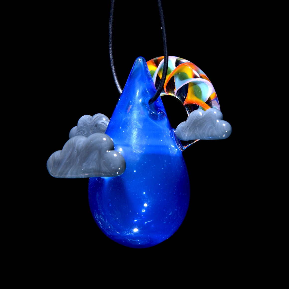 Raindrop Scenery Pendant - Blue Storm w/ Rainbow Arch