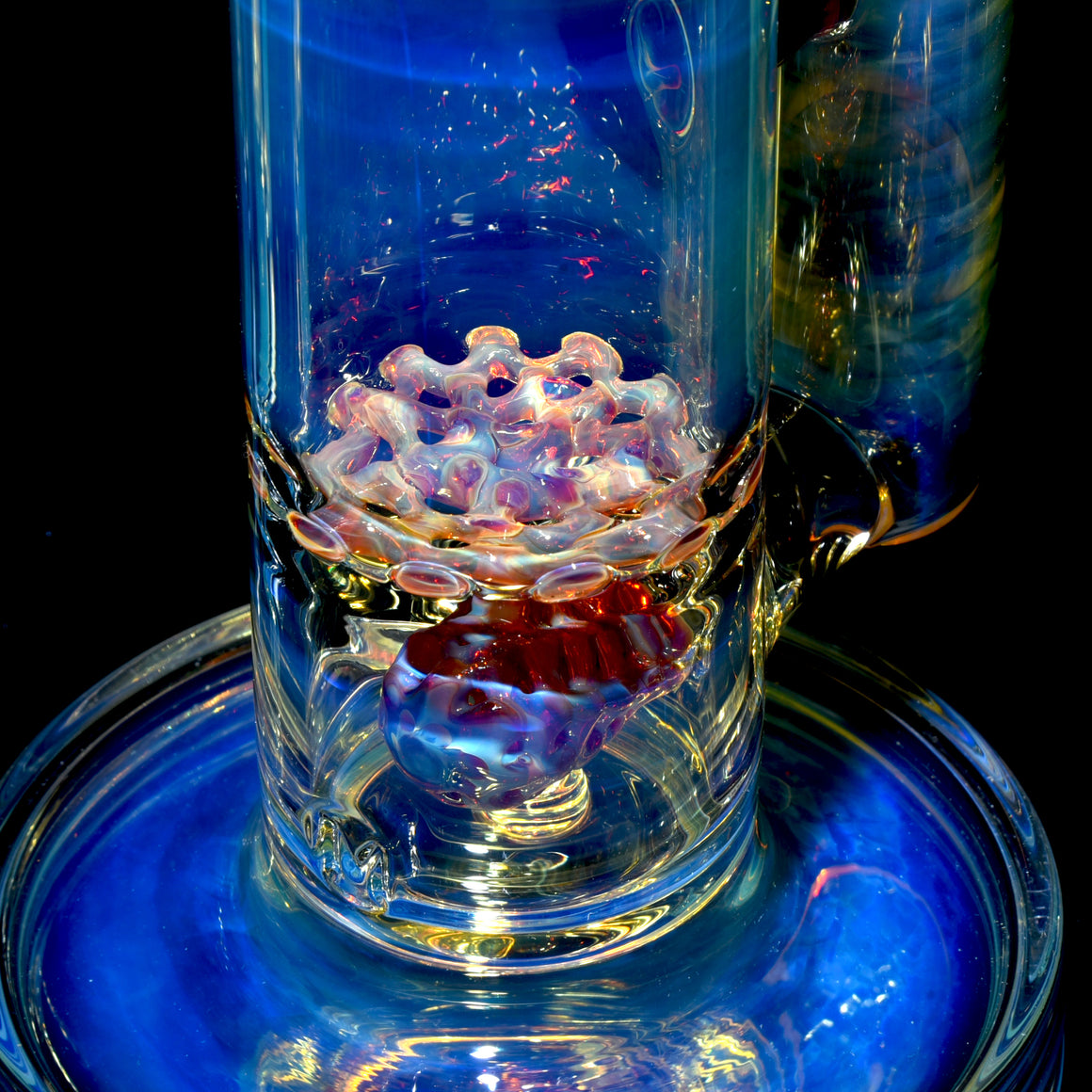 Fully-fumed & Accented Short Stack Nautilus Tube w/ 3-hole Horned Slide - Amber Purple - 18mm Female