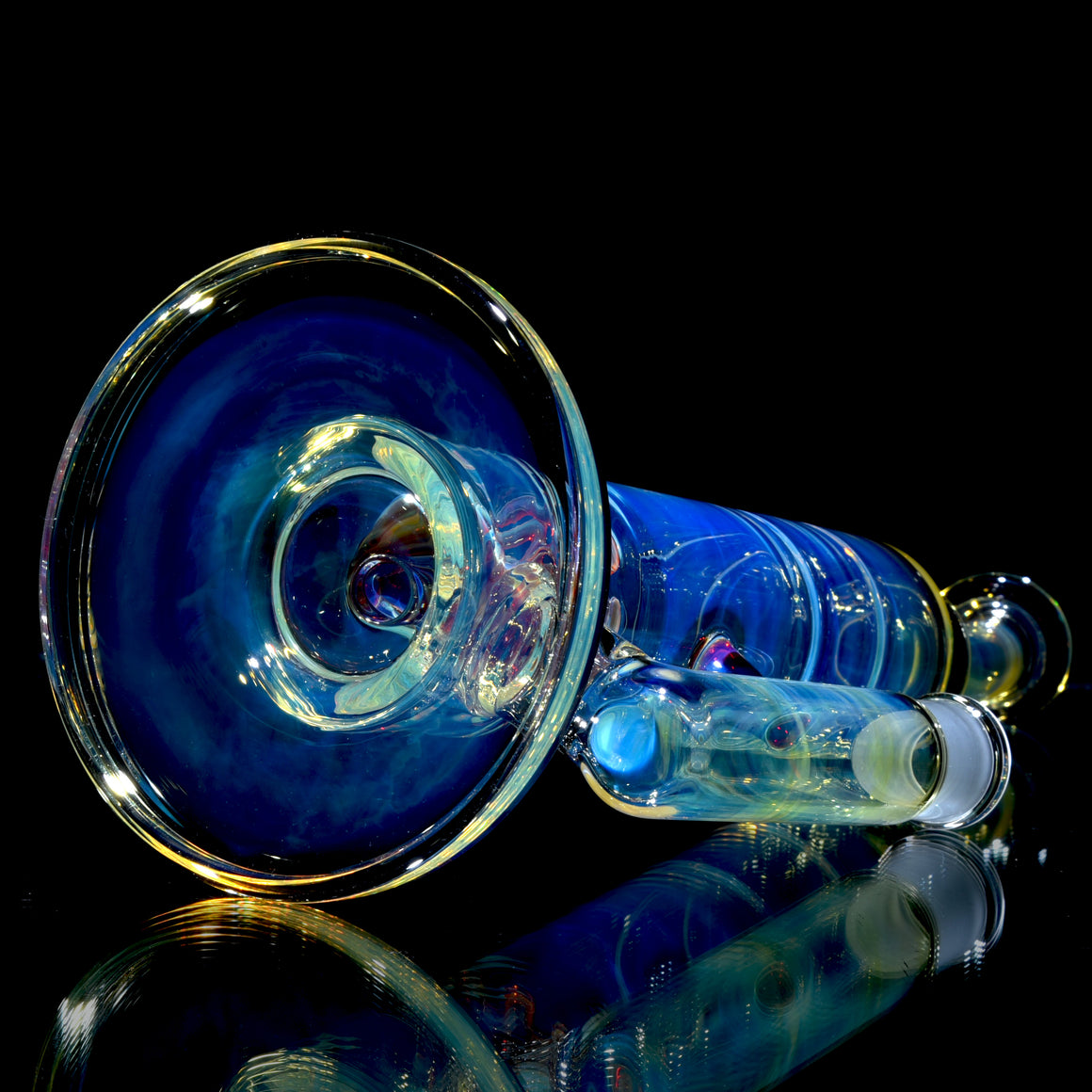 Fully-fumed & Accented Short Stack Nautilus Tube w/ 3-hole Horned Slide - Amber Purple - 18mm Female