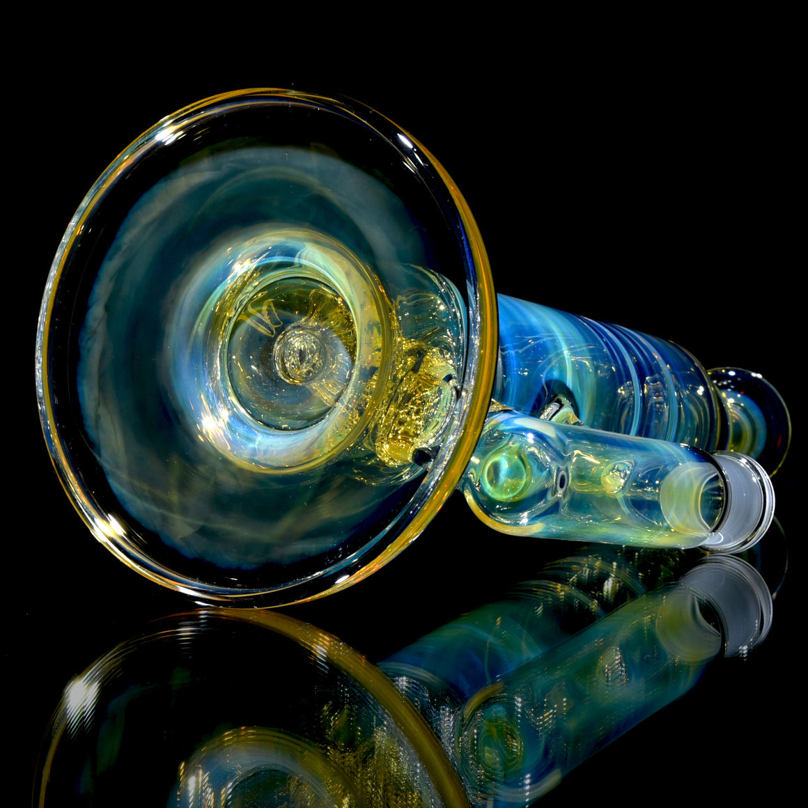 Fully-fumed Short Stack Nautilus Tube w/ 3-hole Horned Slide - Clear - 18mm Female