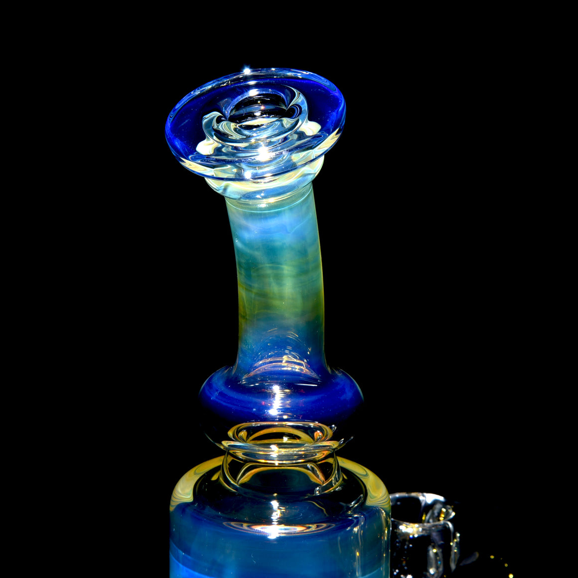 Fully-fumed Short Stack Nautilus Tube w/ 3-hole Horned Slide - Clear - 18mm Female