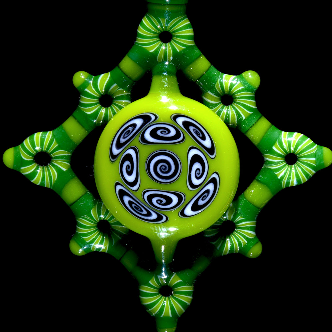 Microspiral Shield Pendant - Yellow & Green
