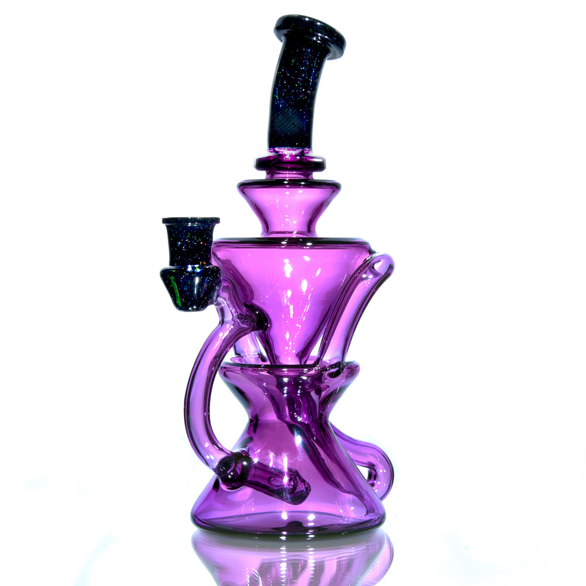 Full-size Two & Through Double-uptake Floating Recycler - Gold Amethyst/Crushed Opal - 10mm Female