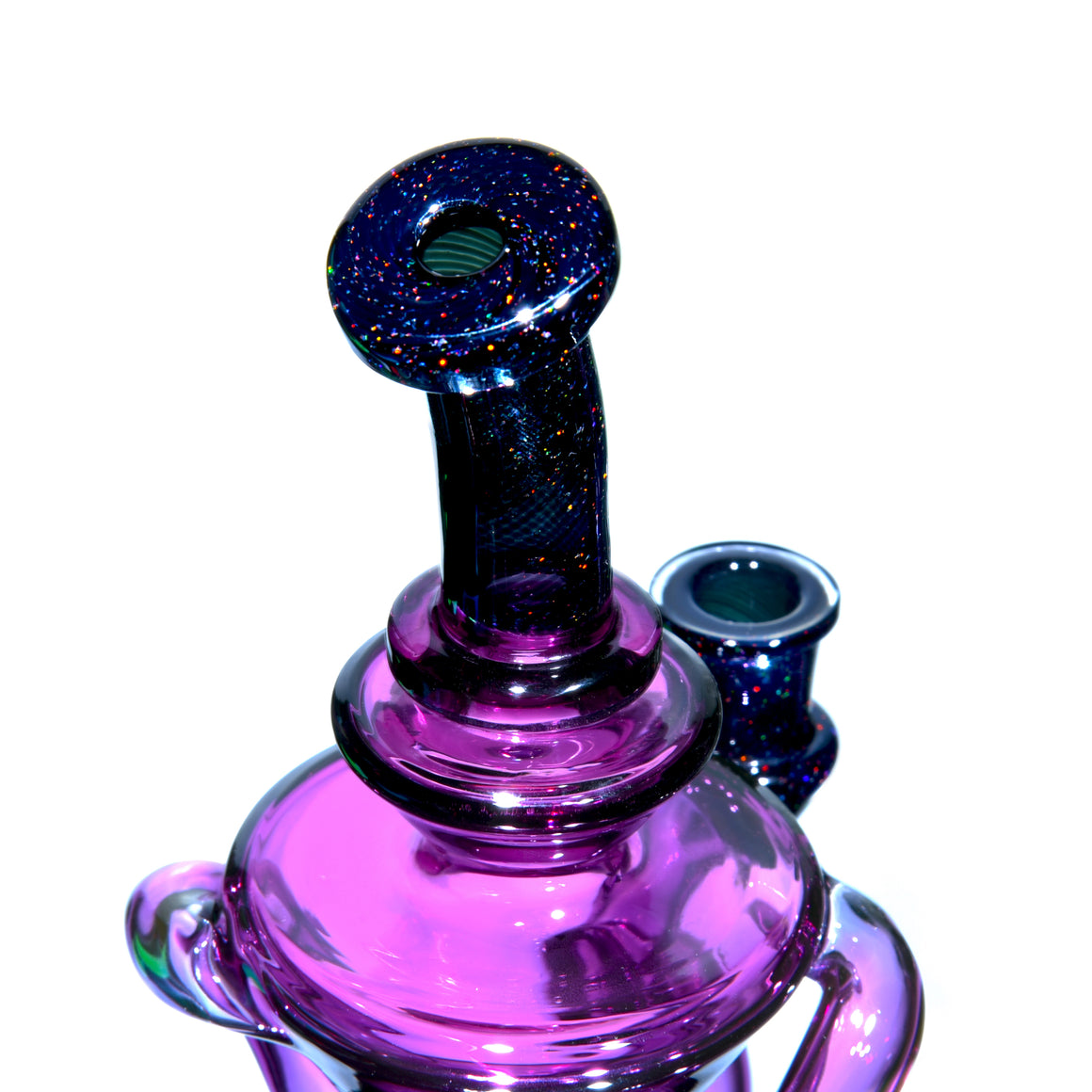 Full-size Two & Through Double-uptake Floating Recycler - Gold Amethyst/Crushed Opal - 10mm Female