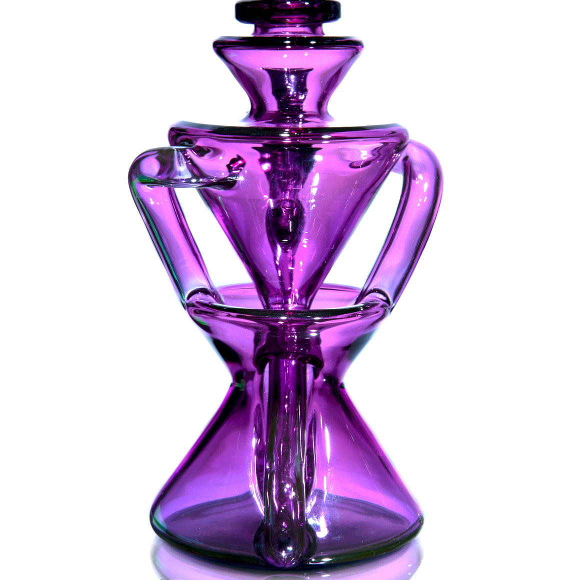 Full-size Two & Through Double-uptake Floating Recycler - Gold Amethyst/Crushed Opal - 10mm Female