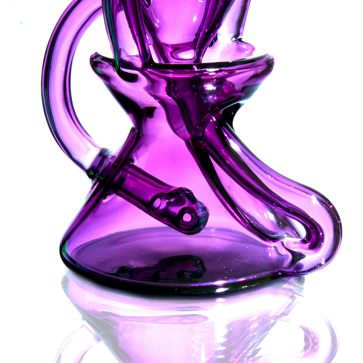 Full-size Two & Through Double-uptake Floating Recycler - Gold Amethyst/Crushed Opal - 10mm Female