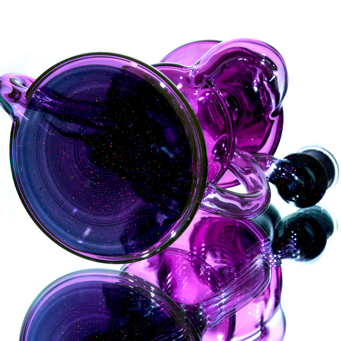 Full-size Two & Through Double-uptake Floating Recycler - Gold Amethyst/Crushed Opal - 10mm Female