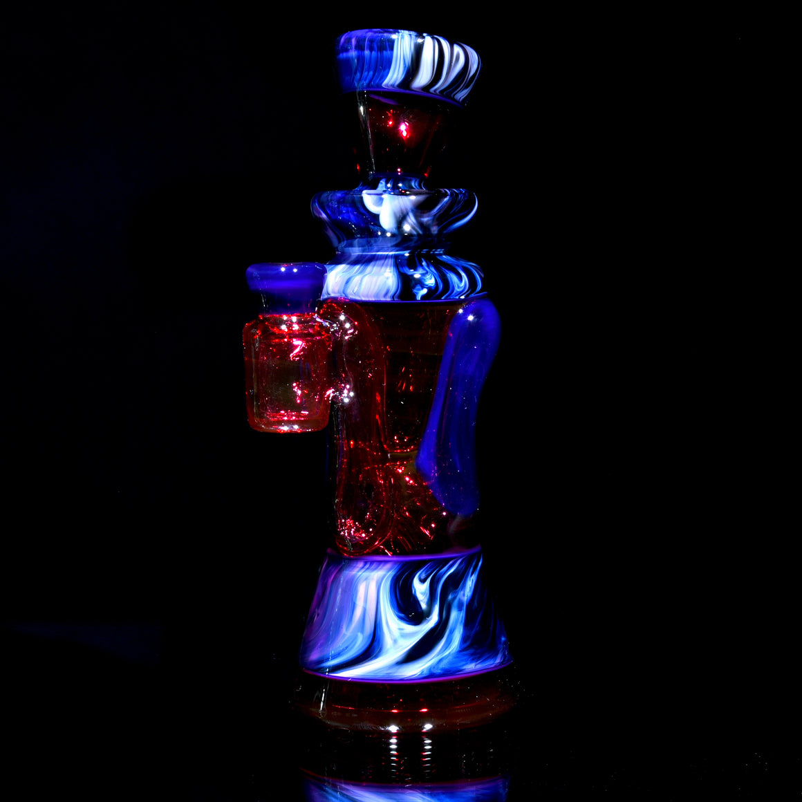 Fully-worked Mid-size Double-uptake Rycycler -  Royal Jelly/Gold Ruby/Custom Marble Tech - 10mm Female