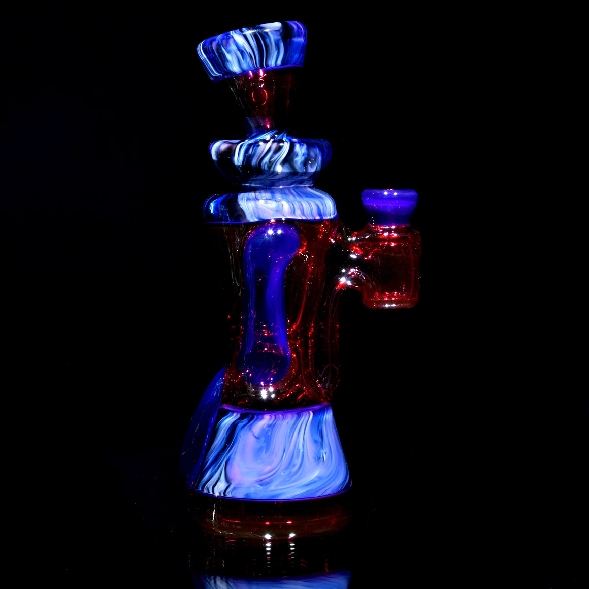 Fully-worked Mid-size Double-uptake Rycycler -  Royal Jelly/Gold Ruby/Custom Marble Tech - 10mm Female