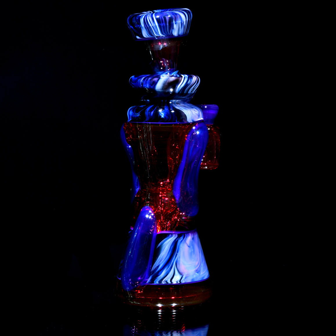 Fully-worked Mid-size Double-uptake Rycycler -  Royal Jelly/Gold Ruby/Custom Marble Tech - 10mm Female