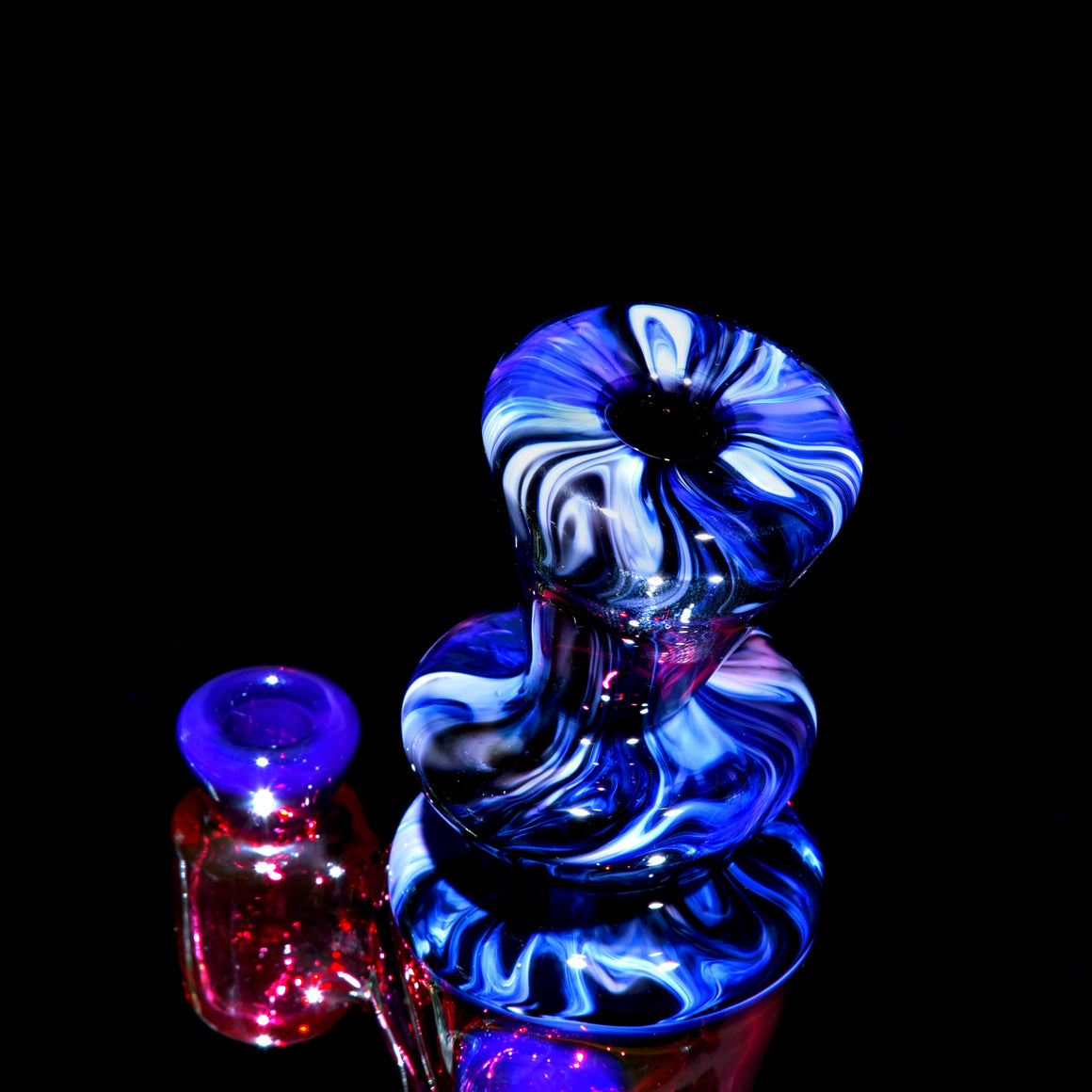 Fully-worked Mid-size Double-uptake Rycycler -  Royal Jelly/Gold Ruby/Custom Marble Tech - 10mm Female