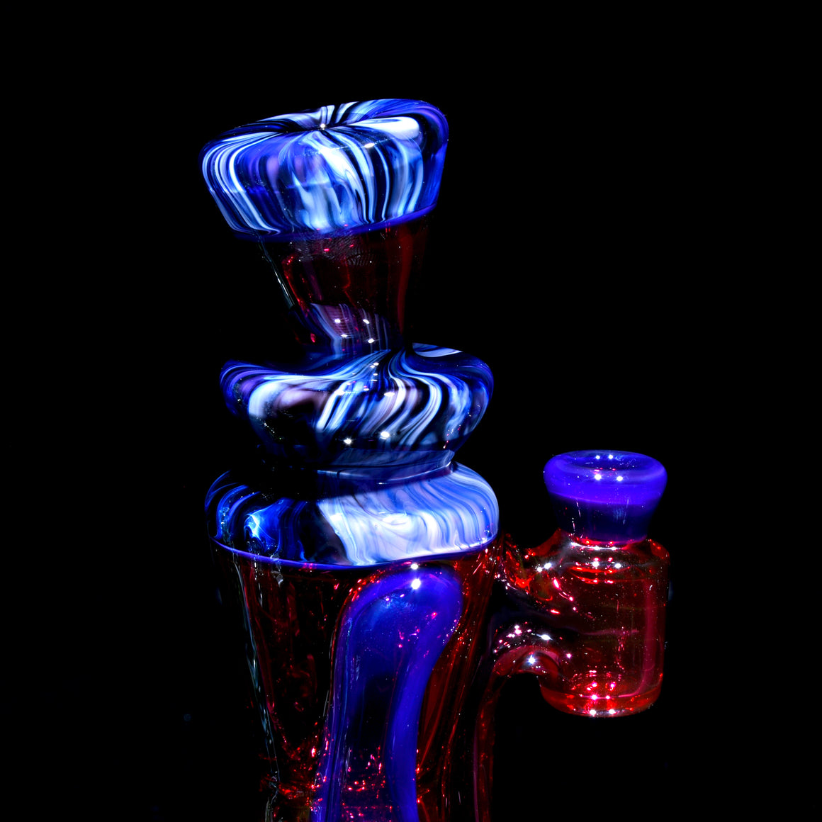 Fully-worked Mid-size Double-uptake Rycycler -  Royal Jelly/Gold Ruby/Custom Marble Tech - 10mm Female