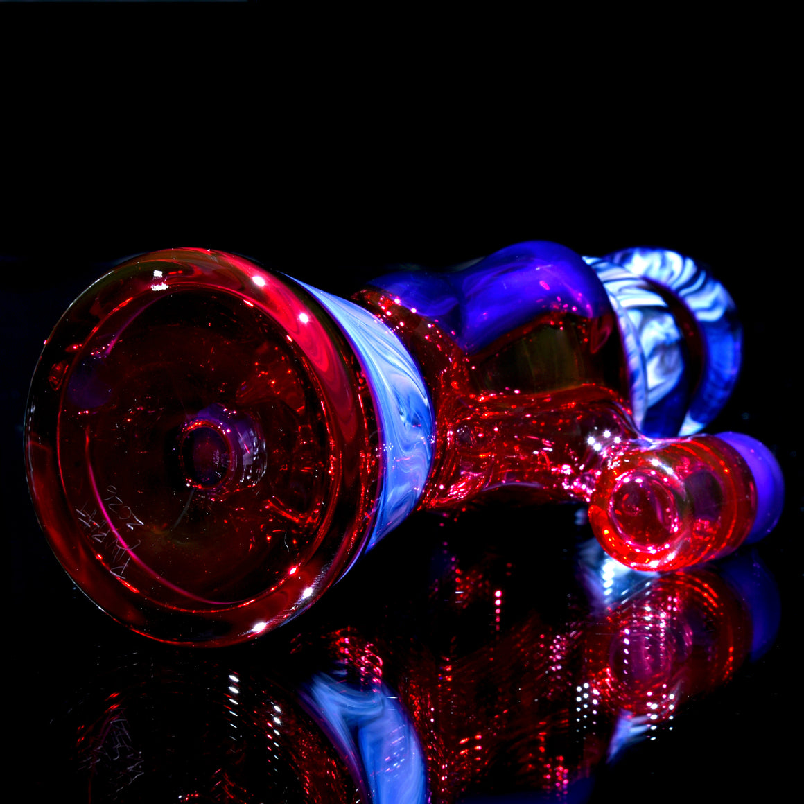 Fully-worked Mid-size Double-uptake Rycycler -  Royal Jelly/Gold Ruby/Custom Marble Tech - 10mm Female