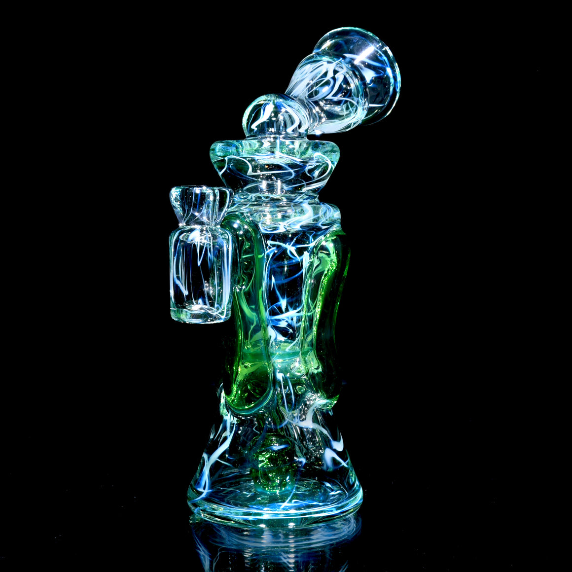 UV Reactive Fully-worked Full-size Double-uptake Rycycler -  Plantphibian/Ghost/Ion Pattern Tech - 10mm Female