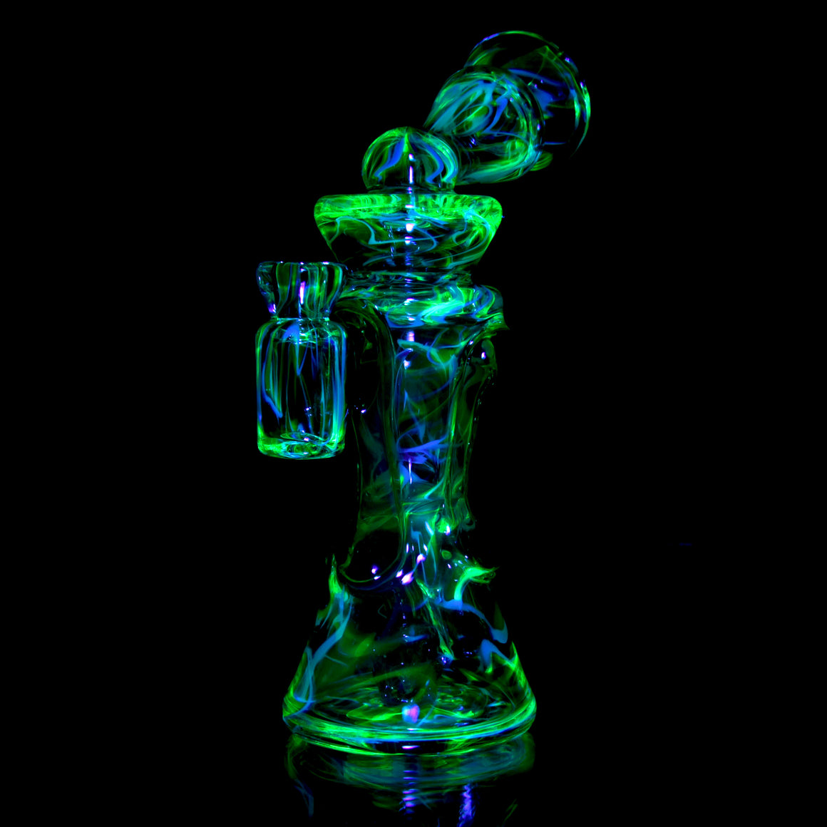 UV Reactive Fully-worked Full-size Double-uptake Rycycler -  Plantphibian/Ghost/Ion Pattern Tech - 10mm Female