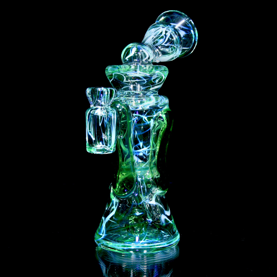 UV Reactive Fully-worked Full-size Double-uptake Rycycler -  Plantphibian/Ghost/Ion Pattern Tech - 10mm Female