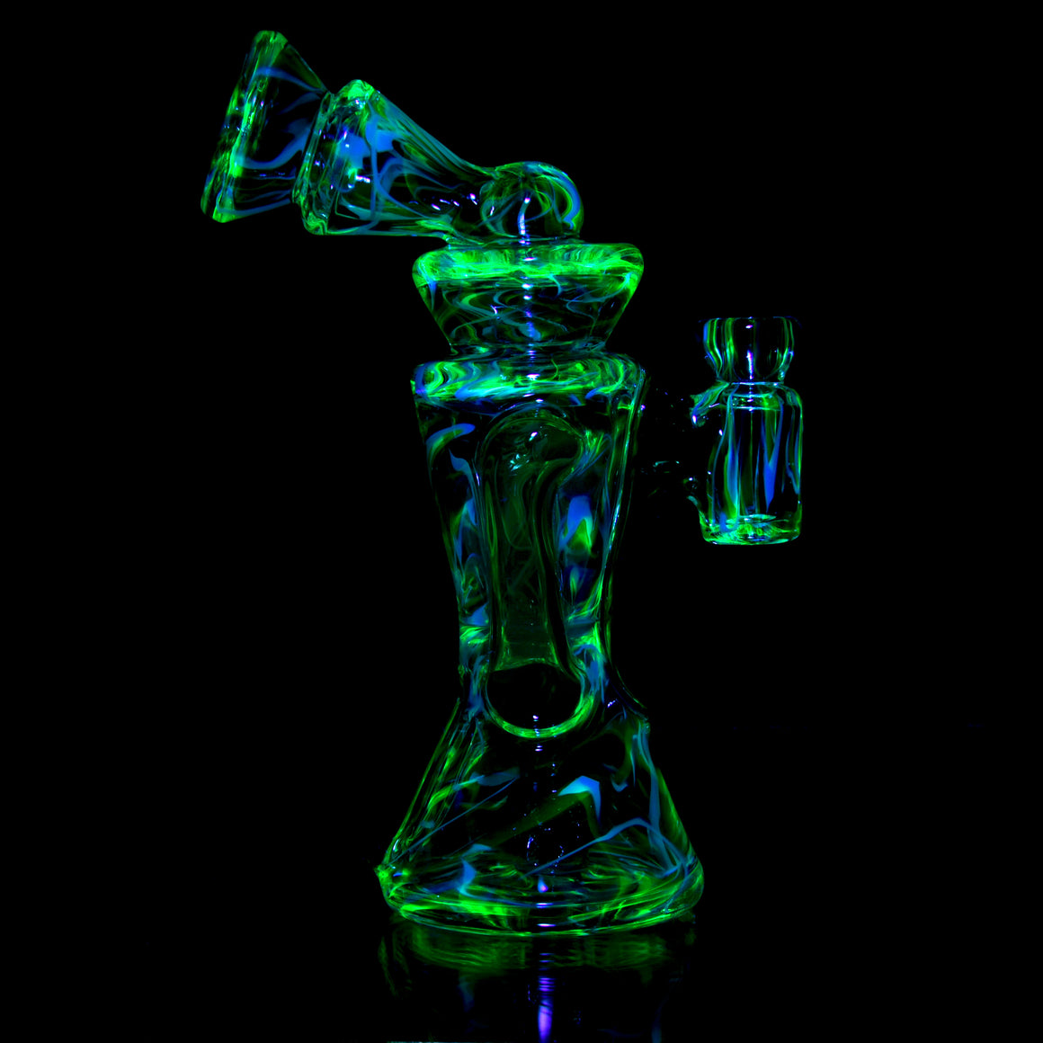 UV Reactive Fully-worked Full-size Double-uptake Rycycler -  Plantphibian/Ghost/Ion Pattern Tech - 10mm Female