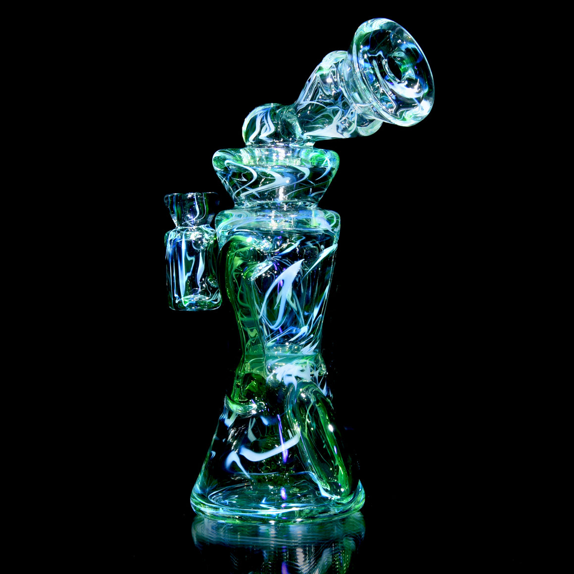 UV Reactive Fully-worked Full-size Double-uptake Rycycler -  Plantphibian/Ghost/Ion Pattern Tech - 10mm Female
