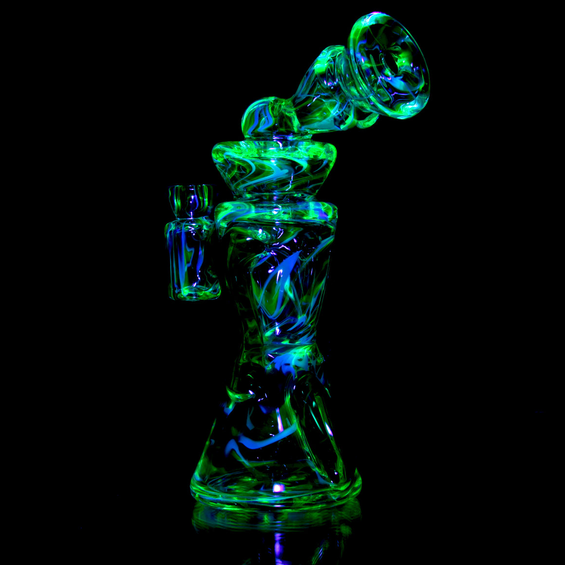UV Reactive Fully-worked Full-size Double-uptake Rycycler -  Plantphibian/Ghost/Ion Pattern Tech - 10mm Female