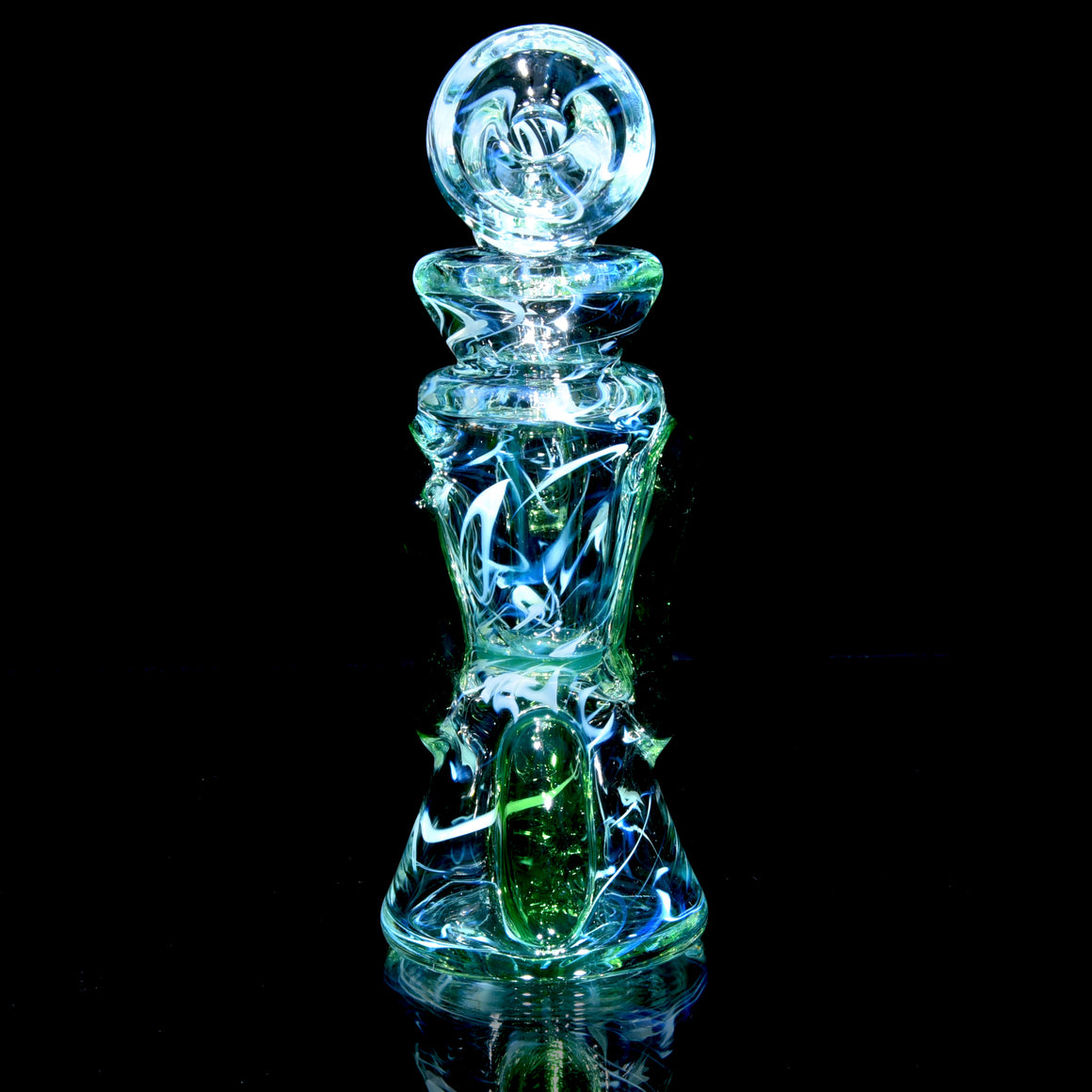 UV Reactive Fully-worked Full-size Double-uptake Rycycler -  Plantphibian/Ghost/Ion Pattern Tech - 10mm Female