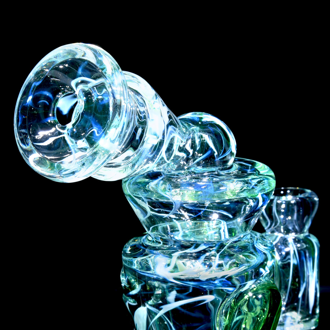 UV Reactive Fully-worked Full-size Double-uptake Rycycler -  Plantphibian/Ghost/Ion Pattern Tech - 10mm Female