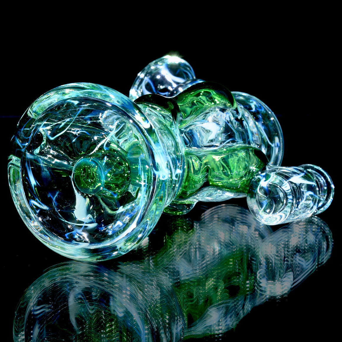 UV Reactive Fully-worked Full-size Double-uptake Rycycler -  Plantphibian/Ghost/Ion Pattern Tech - 10mm Female