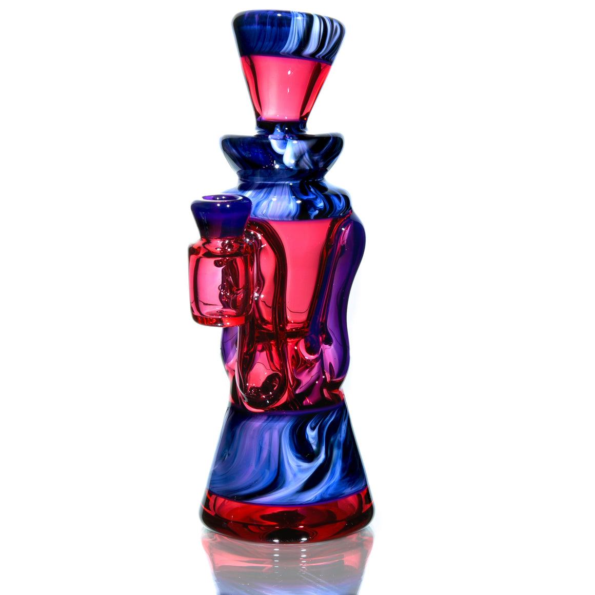 Fully-worked Mid-size Double-uptake Rycycler -  Royal Jelly/Gold Ruby/Custom Marble Tech - 10mm Female