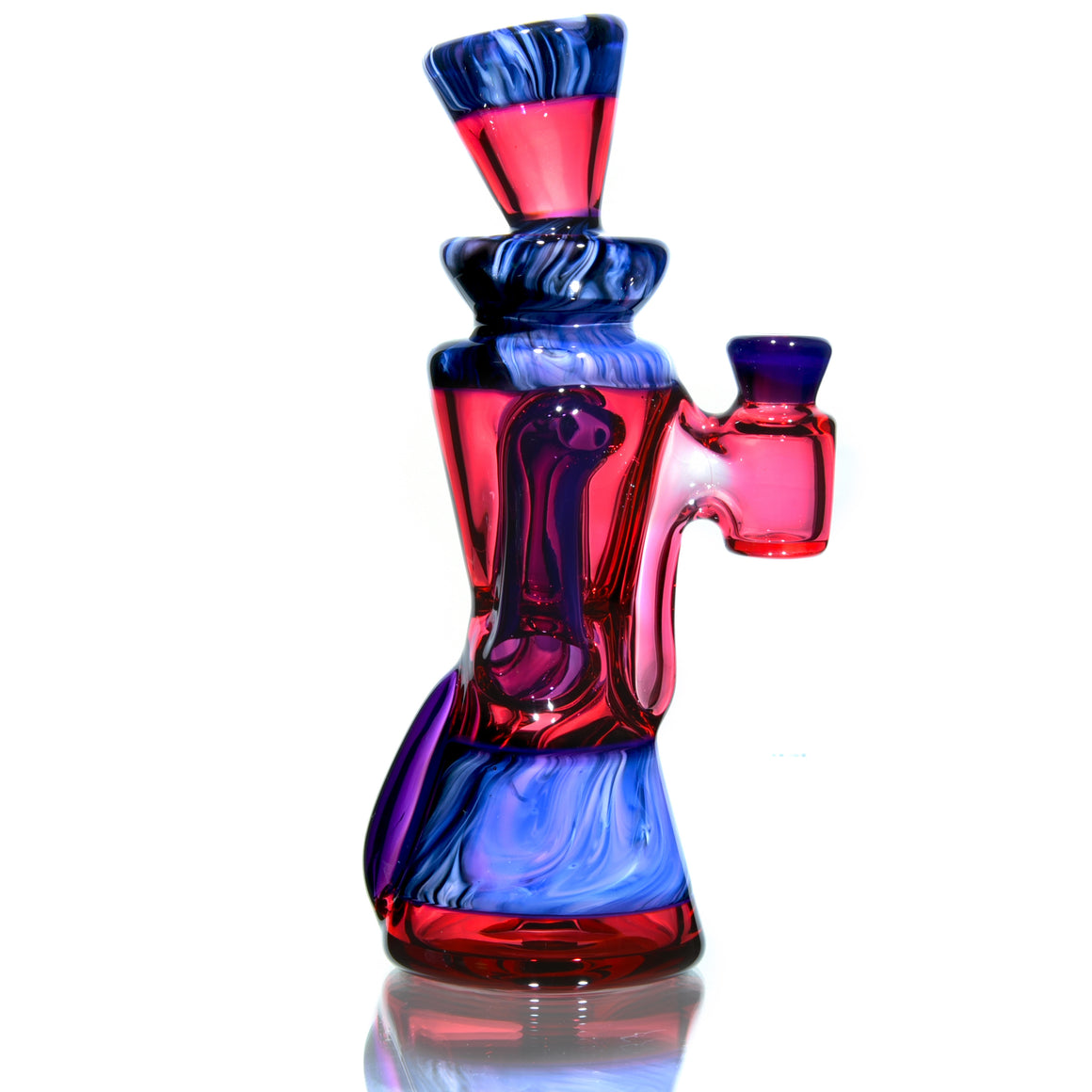 Fully-worked Mid-size Double-uptake Rycycler -  Royal Jelly/Gold Ruby/Custom Marble Tech - 10mm Female