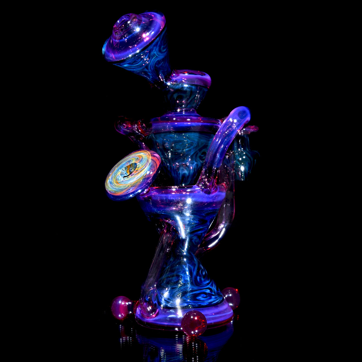 Blue Rose Fume Folds/Royal Jelly Double-Uptake Klein Recycler w/ Fume Reti Attachment - 10mm Female