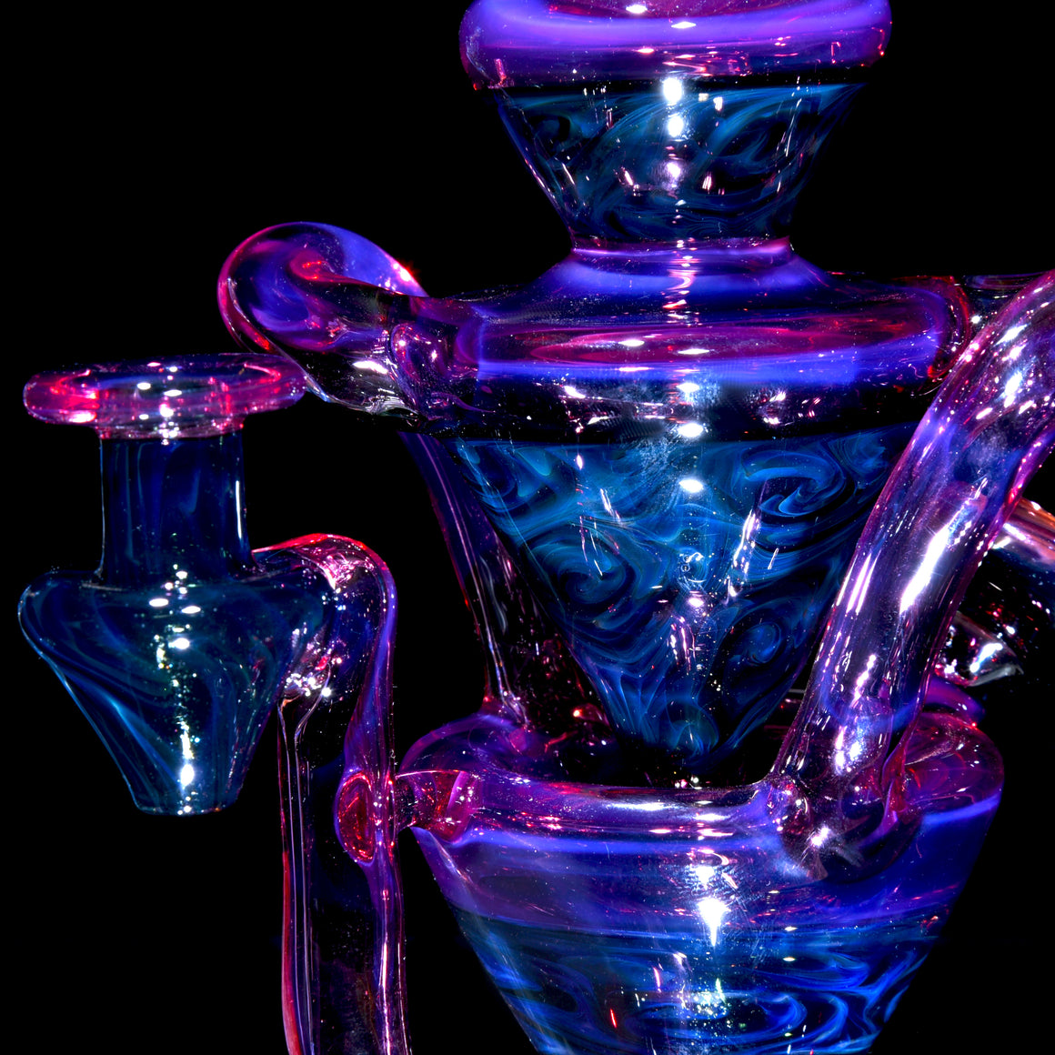 Blue Rose Fume Folds/Royal Jelly Double-Uptake Klein Recycler w/ Fume Reti Attachment - 10mm Female