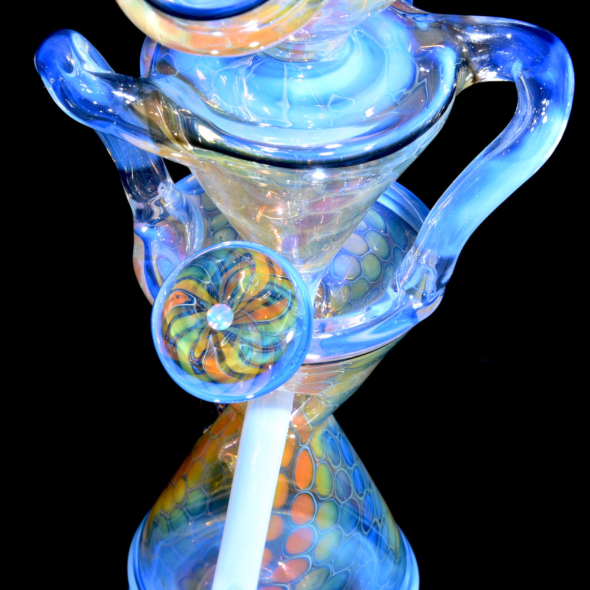 Fume Honeycomb/Ghost Double-Uptake Klein Recycler w/ Fume Opal Mib - 10mm Female