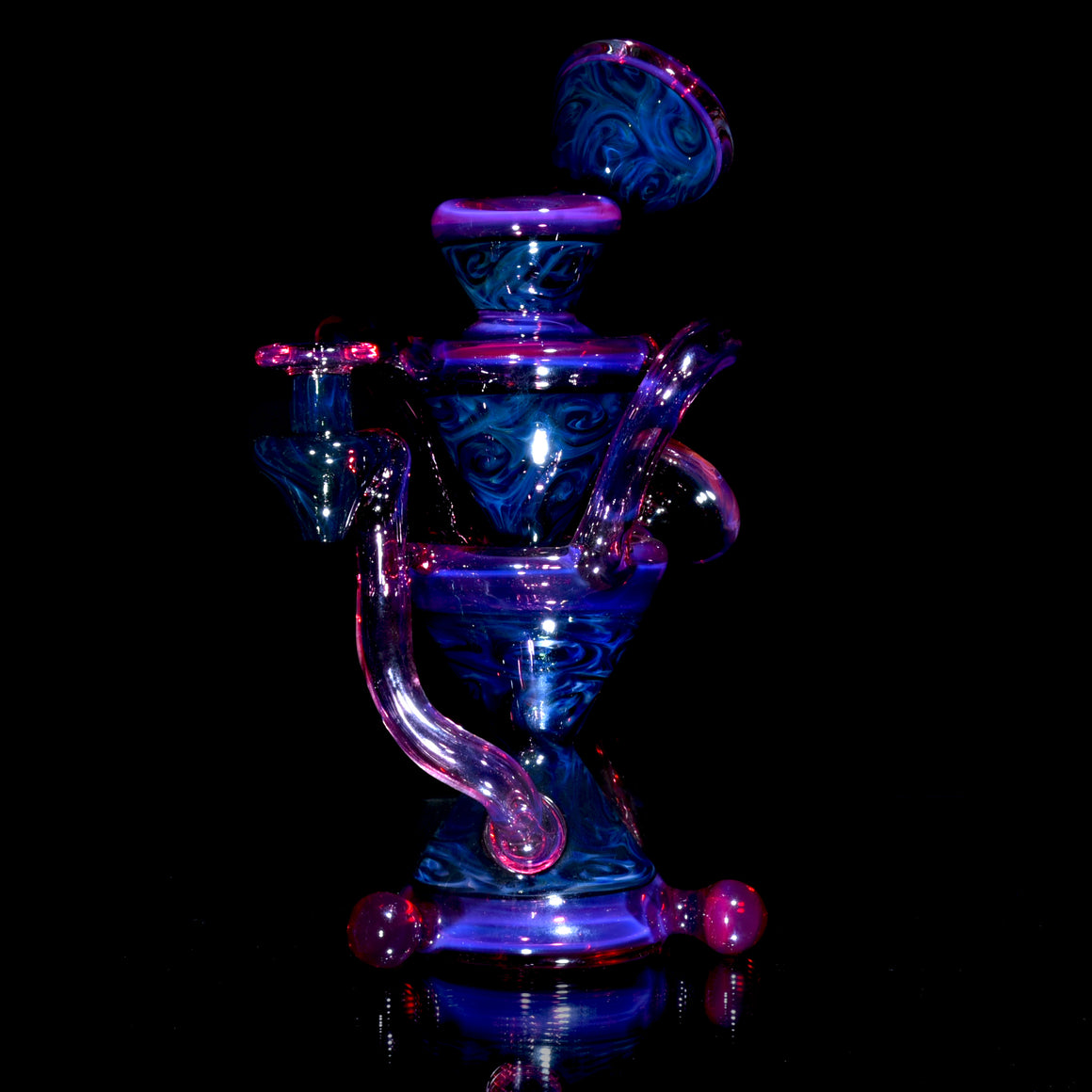 Blue Rose Fume Folds/Royal Jelly Double-Uptake Klein Recycler w/ Fume Reti Attachment - 10mm Female