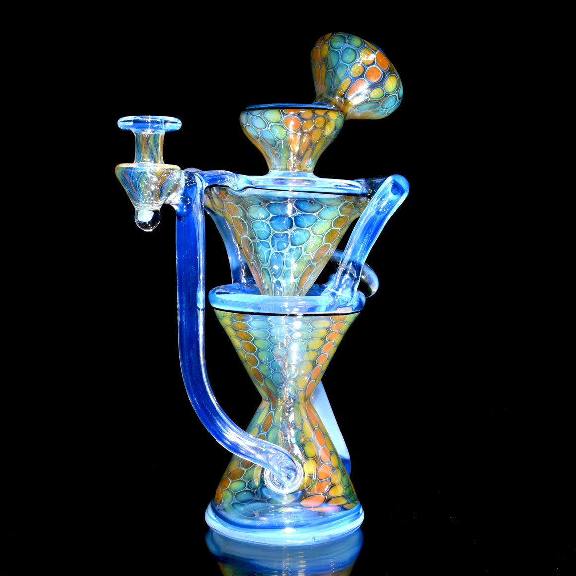 Fume Honeycomb/Ghost Double-Uptake Klein Recycler w/ Fume Opal Mib - 10mm Female