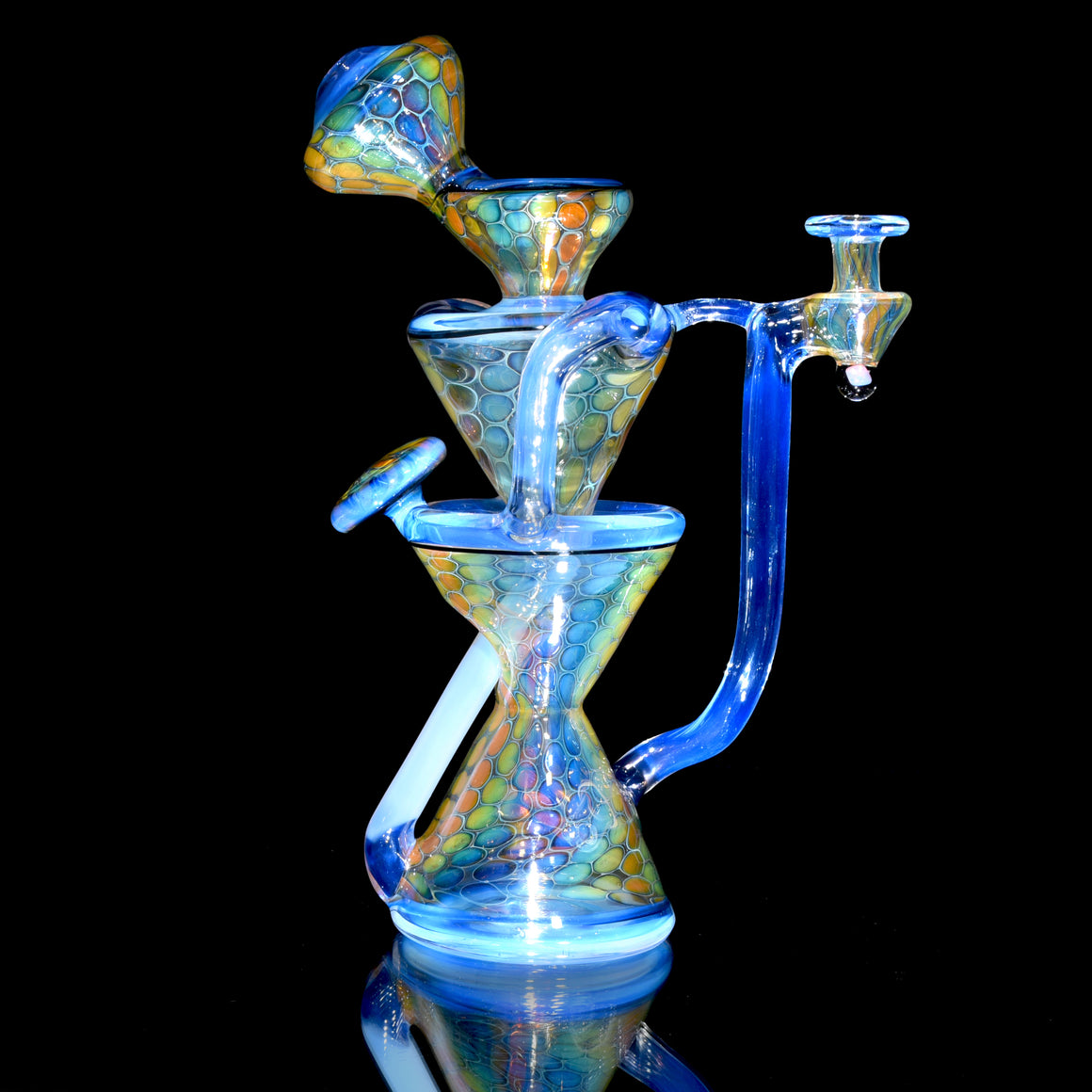 Fume Honeycomb/Ghost Double-Uptake Klein Recycler w/ Fume Opal Mib - 10mm Female