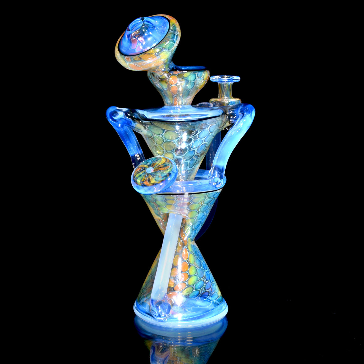 Fume Honeycomb/Ghost Double-Uptake Klein Recycler w/ Fume Opal Mib - 10mm Female
