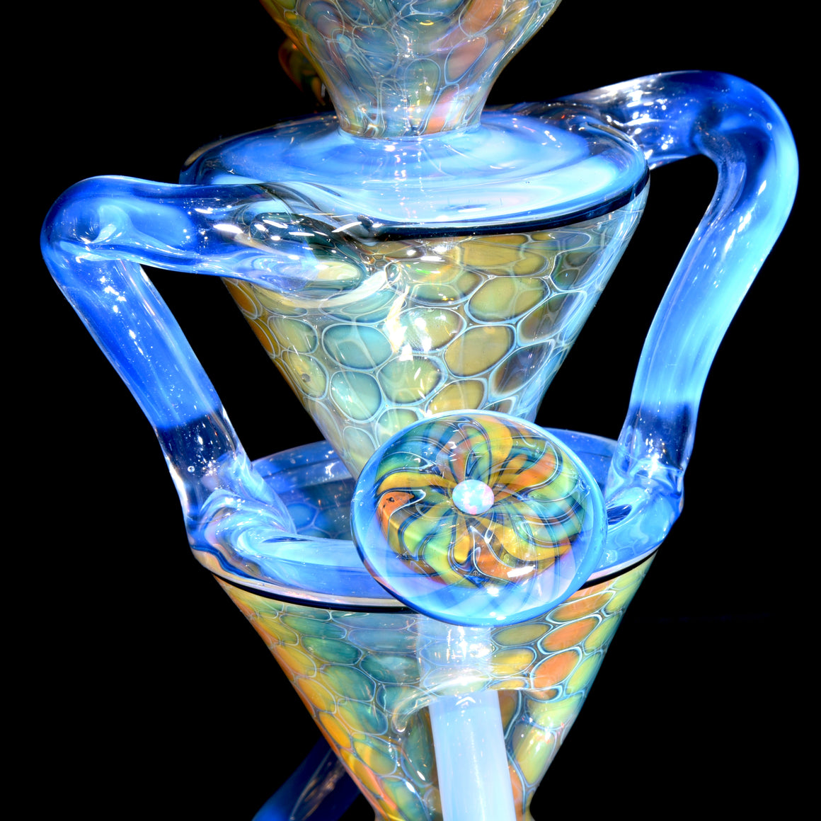 Fume Honeycomb/Ghost Double-Uptake Klein Recycler w/ Fume Opal Mib - 10mm Female