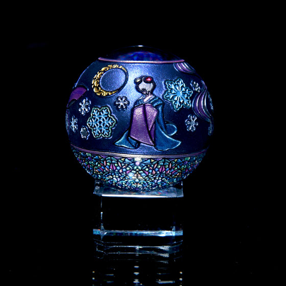 "Snowlight" in Midnight Blue - Kaleidoscope Marble (Borosilicate) - 1.5" Diameter