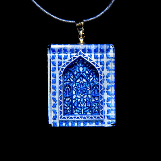 3D Vidriera Pendant - Blue/White