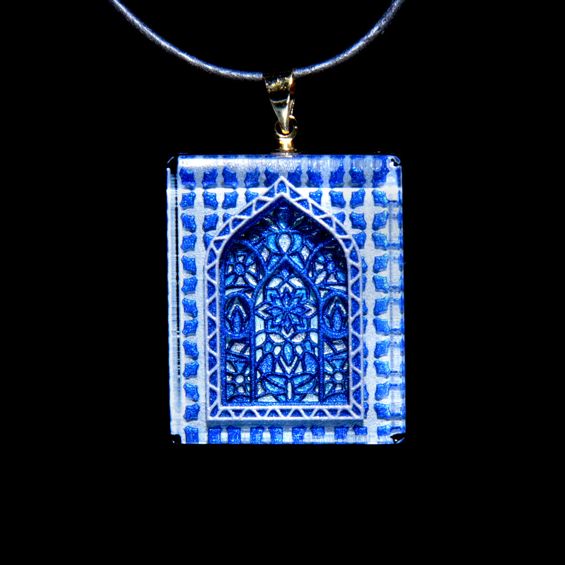 3D Vidriera Pendant - Blue/White