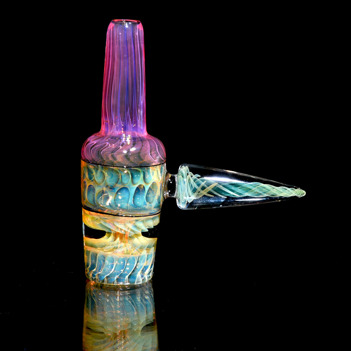 Fully-worked Fume Honeycomb Slide w Lattice Horn - 14mm Male